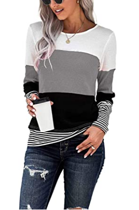 Don't be so Gray color block striped top