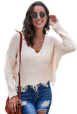 Beige Khaki Cream Distressed Soft Sweater Ladies Womens Girls Long Sleeve Hot Trend Trending Collge back_Pretty Please on Broad online boutique Altavista Lynchburg Forest VA NOLA