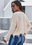 Beige Khaki Cream Distressed Soft Sweater Ladies Womens Girls Long Sleeve Hot Trend Trending Collge back_Baby got Back