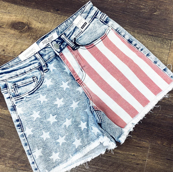 Red and blue jean shorts new arrivals
