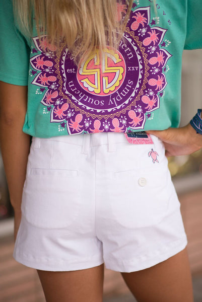 Simply Southern Summer Lovin' Shorts (White) - Pretty Please on Broad