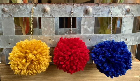 Large Solid Pom Pom Earrings - Pretty Please on Broad