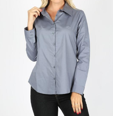 Steel Blue Button Up Shirt