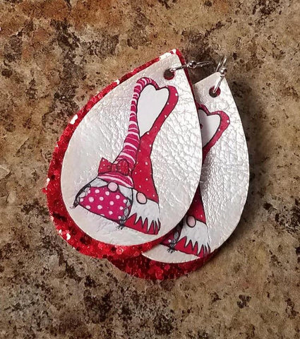 "I love you like Gnome other" Faux Leather Earrings Valentine Valentines Day Gifts for her_Pretty Please on Broad online boutique altavista