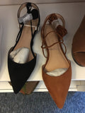 Ballerina Pointed Toe Tassel String Tie Flats Liliana Black Tan_Pretty Please on Broad online boutique Altavista Lynchburg Forest VA NOLA